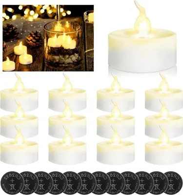 Produktbild von Flickernde batterielichter - Set von 12 - warmweiß - Timerfunktion - realistische Kerzen - für Heim, Hochzeit, Weihnachten, Feier
