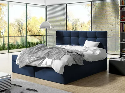 Obrázok produktu pre Kontinentálna manželská posteľ 180x200 CAROLA - modrá + topper ZDARMA