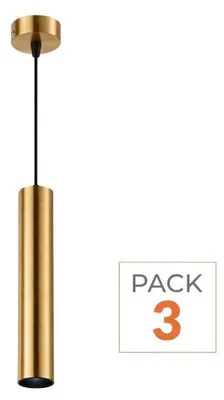 Image de Suspension GU10, IP20, 30 cm, finition dorée - Lot de 3