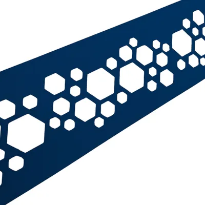 Produktbild von zaun|zu PREMIUM Nachbildung Hexagon: Sichtschutzstreifen mit Lasermuster für Doppelstabzaun Enzianblau 2,55m
