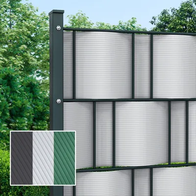 Produktbild von paramondo PVC Sichtschutzstreifen Hart, 19 cm x 2,525 m, grau, 10 Stück blickdicht & UV-stabil, langlebig & witterungsbeständig, ideal für Doppelstabmatten