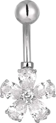 Produktbild von Karisma Edelstahl Bauchnabelpiercing Banana Blume Zirkonia - HB181 - Silber