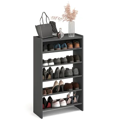 Produktbild von KOMTO Schuhregal Schmal - Schuhablage Flur mit 5 Ebenen Offener Schuhschrank Schuh Organizer Platzsparend Elexis 60 x 25 x 98 cm Anthrazit