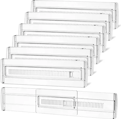 Produktbild von 6 Stück Schubladentrenner, Schubladenteiler Verstellbar (28-50cm), Transparente Schubladen Trenner Kunststoff für Küchenspeicher, Schlafzimmer, Kommode, mit Doppelseitigem Klebeband