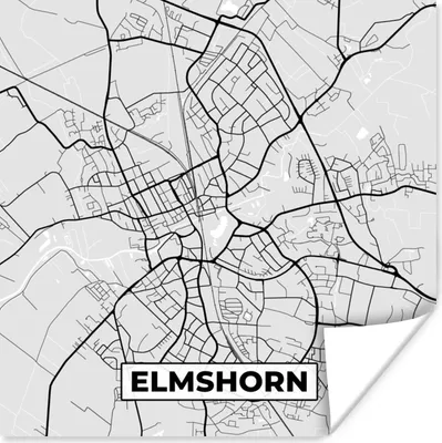 Produktbild von MuchoWow® Poster Karte - Deutschland - Stadtplan - Elmshorn 100x100 cm - Babyzimmer