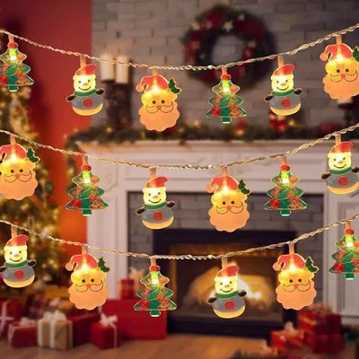 Productafbeelding van Kerstverlichting - Kerstmis - 3 m - Led-Lichtsnoer met Sneeuwpop en Kerstman - Voor Binnen