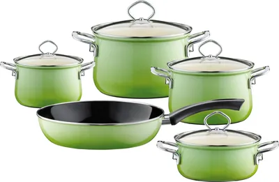 Produktbild von RIESS Topfset, Emaille, smaragd, 5-teilig (1 Set)