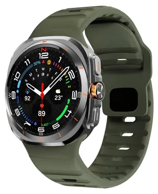 Produktbild von By Qubix Wave Silikonarmband - Dunkelgrün - passend für Samsung Galaxy Watch Ultra 47 mm