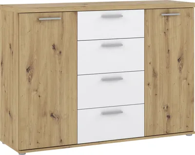 Obrázek produktu pro Nábytek24 Komoda Winnie Wnk26-C830 Příborník 129,6 X 93 X 38 cm Artisan Dub/bílá