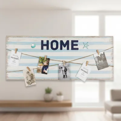 Produktbild von Wandcollage Fotowand HOME 100 x 40 cm Holz Bilder Galerie Dekoration Klammern