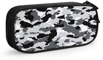 Obrázok produktu pre Šedé puzdro v maskovacom vzore, odolné, do školy, do kancelárie, 15 cm