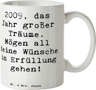 Produktbild von Mr. & Mrs. Panda Kaffeetasse Spruch 2009 Geburtstag - Weiß - Geschenk, Glückwunsch, Jahrestag, Feier, Kaffeebecher, haferl, Alter, Happy Birthday, Becher, Tasse, 14.