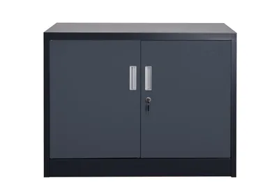 Produktbild von Aktenschrank Flügeltüren Stahlschrank Werkstattschrank Lager Büro Werkstatt Schrank Industriebedarf Lagerbedarf Werkzeugschrank 'Saratow' anthrazit