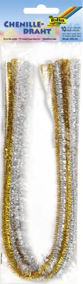 Produktbild von folia Chenilledraht 8 x 500 mm gold und silber 10 Stück