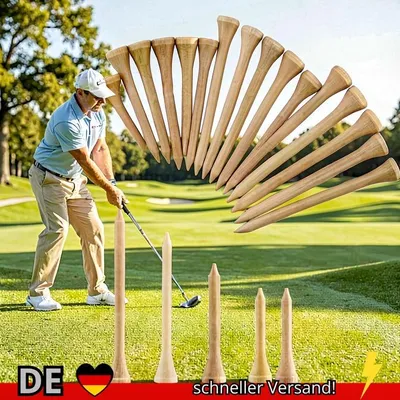 Produktbild von Pack 100 Stück Golf-Tees 4 Größen Holz-Bambus-Golfball-Halter Großhandel