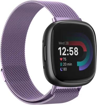Produktbild von Strap-it Milanese Armband - Kompatibel mit Fitbit Versa 4 Armband Ersatzarmband Edelstahl - Magnetverschluss - Hochwertiges Material - für Armband Lila (M/L)