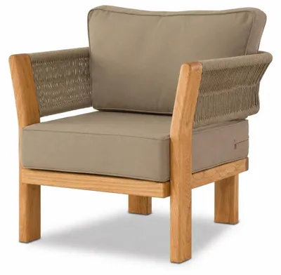 Image de Fauteuil de jardin en bois, design moderne, couleur beige, confortable, élégant, mobilier d'extérieur