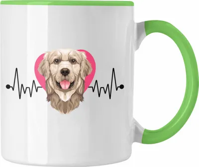 Produktbild von Trendation - Golden Retriever Besitzer Tasse Geschenk Lustiger Spruch Geschenkidee Herzschlag Golden Retriever (Grün)