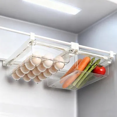 Produktbild von Unyqoos® Transparenter Kühlschrank-Organizer-Set für Eier und Gemüse mit Stapelfunktion