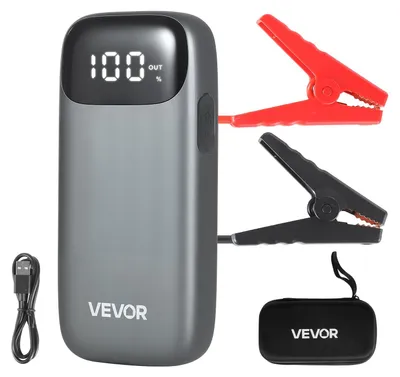 Productafbeelding van VEVOR Startboost Powerbank, startapparaat 6000A piekvermogen met LED-zaklamp en kabel voor motoren tot 10 liter diesel/benzine, autobatterij booster met snelladen en veiligheidsbescherming voor noodsituaties