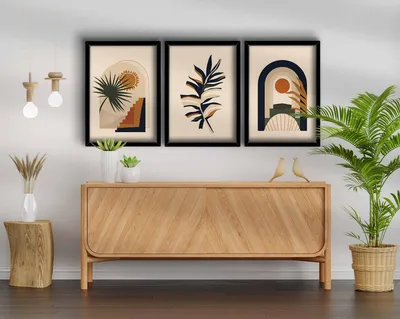 Obrázok produktu pre Wallity, 3P3853NISCT-003, Dekoratívny obraz v ráme z MDF (3 kusy), 100 % MDF, viacfarebný, 38 x 53 cm