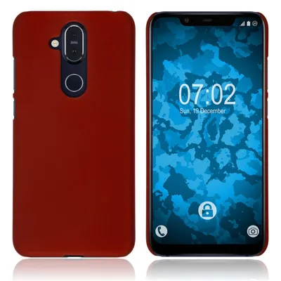 Produktbild von PhoneNatic Case kompatibel mit  Nokia 8.1 (X7) - Hülle rot gummiert Hard-case Cover