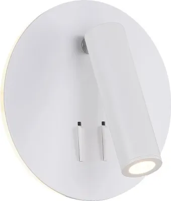 Produktbild von LED Wandleuchte Aluminium verstellbar H: 14 cm mit Schalter Weiß rund warmweißes Licht 3000 K 550 lm