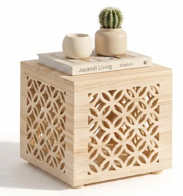 Produktbild von Homestyle4u Hocker | Holzhocker | Beistelltisch holz | Würfel hocker | Nachttisch