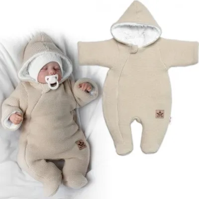 Produktbild von Winterlicher Strick-Overall mit Kapuze, Baby Nellys – Beige, Cappuccino, Größe 68