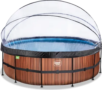 Produktbild von EXIT Wood Pool ø450x122cm mit Sandfilterpumpe und Abdeckung - braun