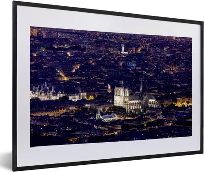 Produktbild von MuchoWow® MuchoWow® Gerahmtes Poster Panorama von Paris und Notre Dame 60x40 cm - Poster mit zchwarzem Bilderrahmen - Schlafzimmer - Plakat in Rahmen - Drucken