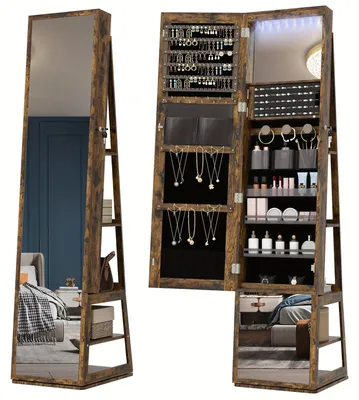 Image de Boîte à bijoux - Coffret à bijoux - Boîte de rangement pour bijoux - Rangement à bijoux - Vitrine à bijoux - Base rotative à 360°