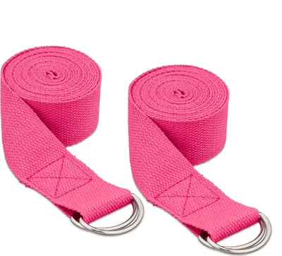 Obrázok produktu pre Relaxdays Sada 2 ks jógových pásov, pomôcka na strečing, 250 x 3,8 cm, jógový pás pre začiatočníkov aj pokročilých, bavlna, ružová