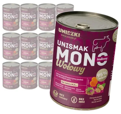 Zdjęcie produktu dla Uniszki Unismak Monobiałkowy Wołowy 12x400g Bezzbożowa Mokra Karma Dla Psa