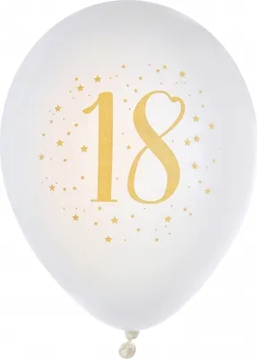 Produktbild von 8 Ballons Geburtstag 18 weiß gold