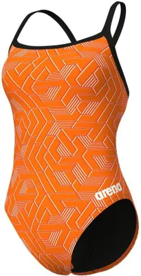 Image de ARENA, maillot de bain une pièce pour femmes, modèle "W Escape", dos ouvert, taille 38, couleur noir/orange "Team"