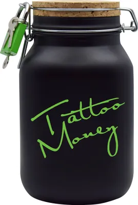 Produktbild von Spardose Geld Geschenk Ideen Tattoo Money Schwarz Grün Größe XL 2 Liter