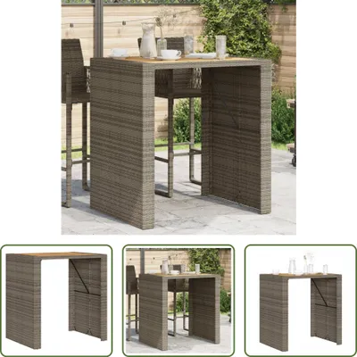 Produktbild von The Living Store Gartentisch mit Holzplatte Grau 105x80x110 cm Poly Rattan