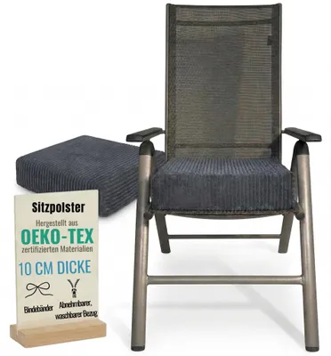 Obrázok produktu pre Vankúše24 - 2x vankúš na sedenie 40x40 cm 10 cm hrubý z manšestru | penový vankúš na stoličku s prateľným poťahom | pre seniorov a deti | vankúš na stoličku, vankúš na podlahu