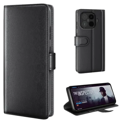 Produktbild von Echtleder Handyhülle für Xiaomi 17T Lederhülle Cover Case Tasche Klapphülle Fliphülle Leder Hülle Farbe: Schwarz