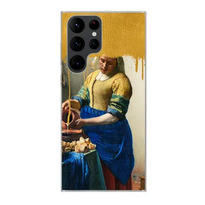Produktbild von MuchoWow® Handyhülle Schutzhülle Hülle für Samsung Galaxy S22 Ultra Milchmädchen - Gold - Alte Meister Silikon Softcase Handy Hülle - Abbildung
