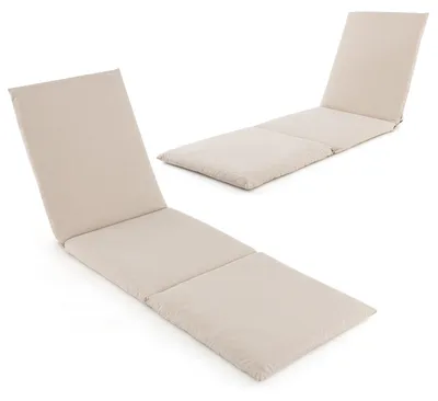 Immagine prodotto di COSTWAY Set da 2 cuscini per lettino, cuscini per sdraio, imbottitura per lettino da giardino, sedia a sdraio, 182 x 59 x 4,5 cm, beige