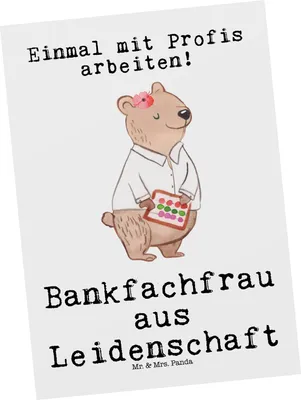 Produktbild von Mr. & Mrs. Panda Postkarte Bankfachfrau Leidenschaft - Weiß - Geschenk, Ausbildung, Spruch, Bankangestellte, Fotokarte, Lustig, Ansichtskarte, Postkarten, Witzig, Beruf