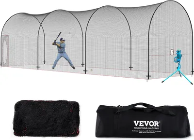 Immagine prodotto di VEVOR Rete per gabbia da baseball con telaio e rete 12 x 3,6 x 3,6 m, rete per gabbia da baseball per la battuta e l'allestimento, rete da baseball, gabbia da battuta per adolescenti o adulti Cortile nero