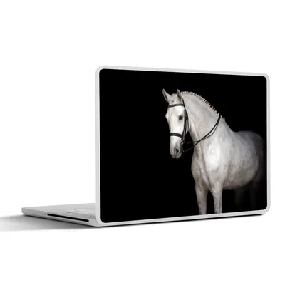 Produktbild von MuchoWow® Laptop Aufkleber Sticker Cover Pferd - Weiß - Schwarz 36.5x27.5 cm - Laptop-Sticker