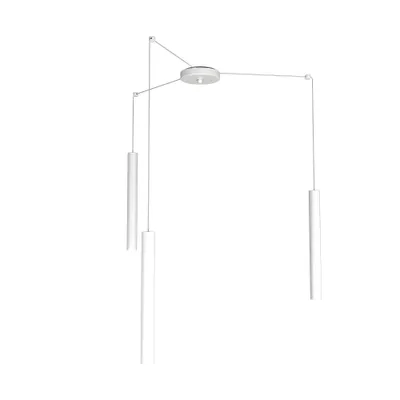 Image de Suspension Moderne Tube Rond Métal Blanc 3 Lumières Gu10