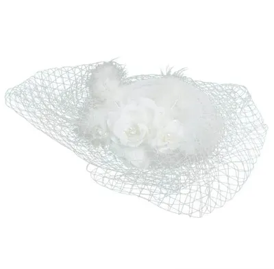Produktbild von Fascinator Braut Minihut 12580 Filzhut Trachtenhut Rockabilly Hut Hochzeit in weiß