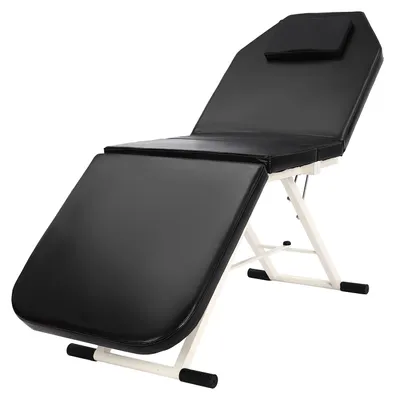 Produktbild von Massageliege - Klappbarer Massagetisch - Verstellbare Rücken- und Fußsektion - Belastbar bis 250 kg - 182x60 cm - Kunstleder - Schwarz