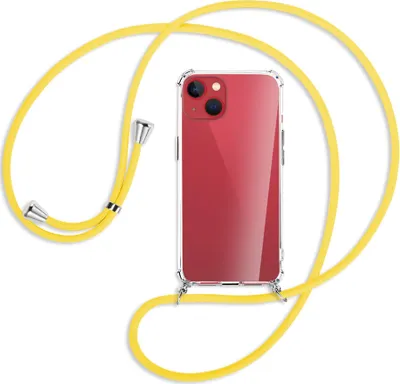 Produktbild von Handykette Backcover-Schutzhülle mit Band (Metall silberfarben) für Apple iPhone 13 mini - gelb