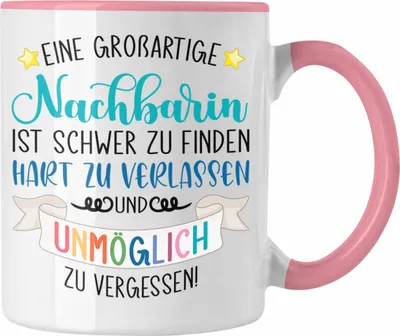 Produktbild von Trendation - Abschiedsgeschenk Abschied Beste Nachbarin Tasse Geschenk Geburtstag Freundin Lieblings Nachbarin Geschenkidee Weltliebste Nachbarin (Rosa)